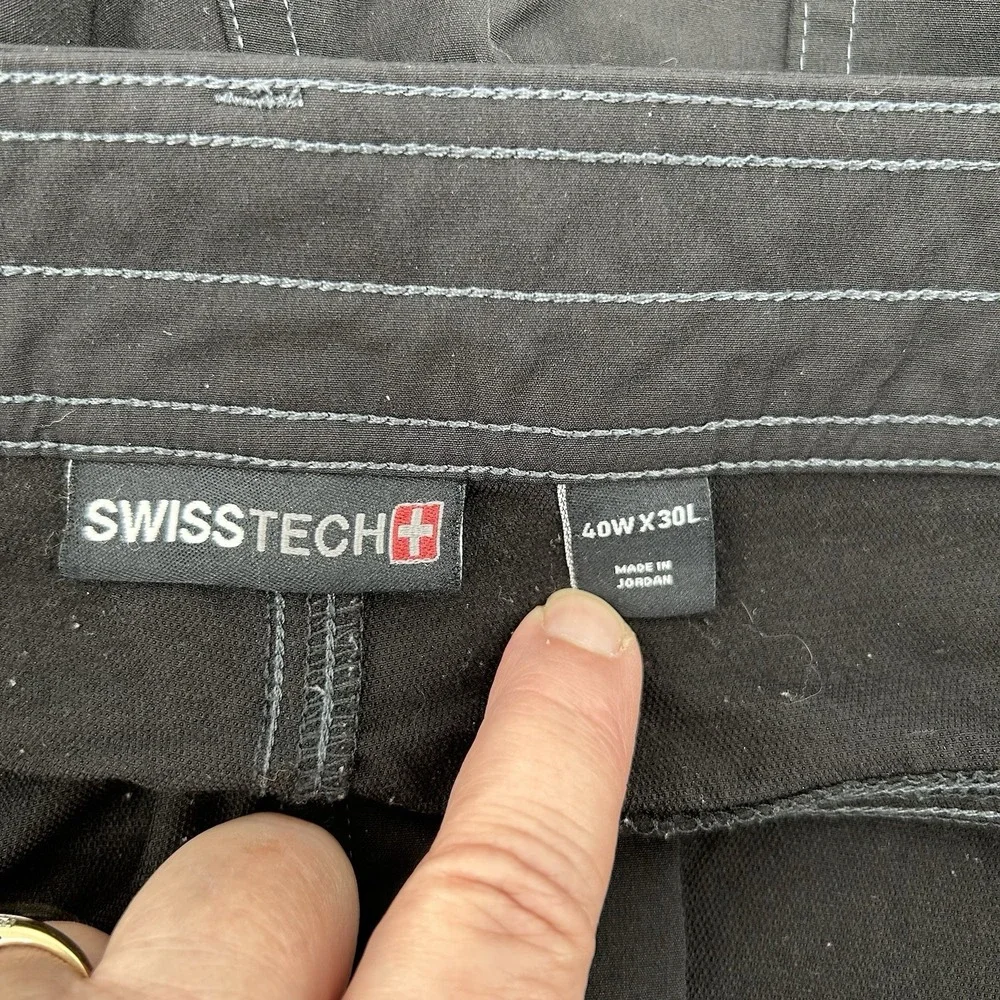 Swiss‎ Tech Mens 40x30 Black Hiking Trail Pants Stretch Utility SMB37414 Camping